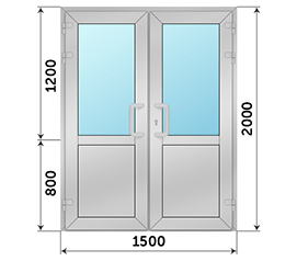 Двухстворчатая дверь со стеклом Realit RI 50 1500x2000