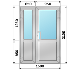 Полуторная дверь со стеклом Provedal 1600x2100