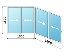 Балконное окно Alumil 3000x1500