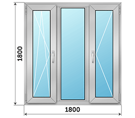 Трехстворчатое окно Realit RI 50 1800x1800