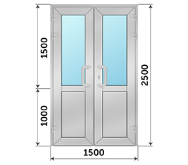 Двухстворчатая дверь со стеклом Realit RI 50 1500x2500