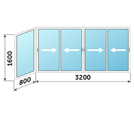 Окно на балкон Realit 4000x1600
