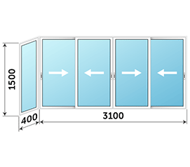 Балконное окно Vidnal 3500x1500