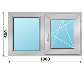 Двухстворчатое окно Realit RI 50 1000x600
