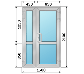 Полуторная дверь остекленная Provedal 1300x2100
