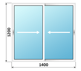Двухстворчатое окно Alumil Smartia S560 1400x1200