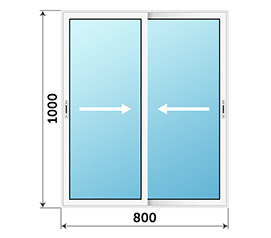 Двухстворчатое окно Alumil 800x1000