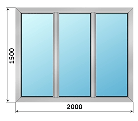 Трехстворчатое окно Realit RI 50 2000x1500