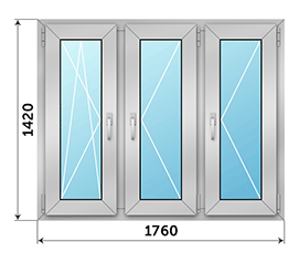 Трехстворчатое окно Realit RI 50 1760x1420