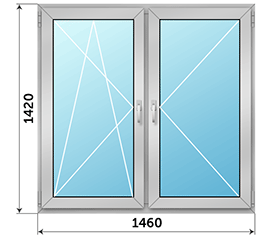 Двухстворчатое окно Realit RI 50 1460x1420
