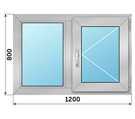 Двухстворчатое окно Realit RI 50 1200x800
