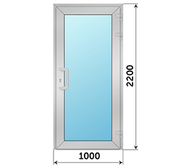 Одностворчатая дверь остекленная Alumil Comfort M20000 1000x2200