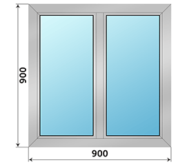 Двухстворчатое окно Alumil 900x900