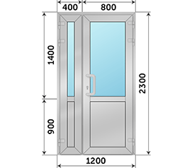 Полуторная дверь со стеклом Realit RI 50 1200x2300