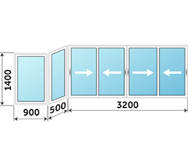 Балконное окно Vidnal 4600x1400